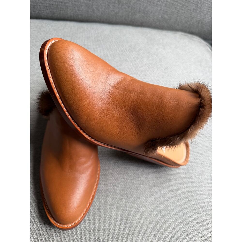 Fortress of Inca Leather Mule Fux Trim Caramel Tan Women's 36 US 5.5